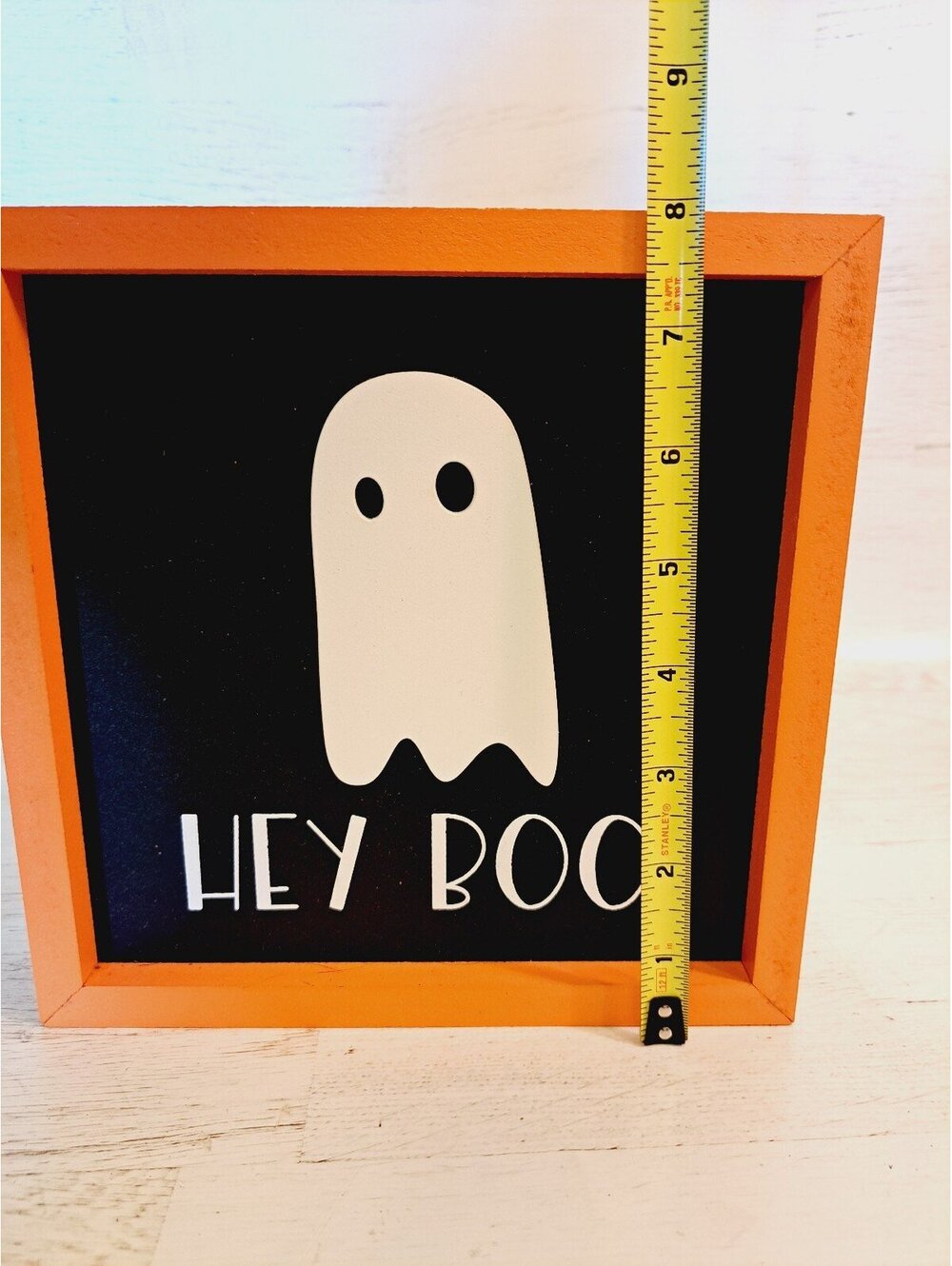 Hey BOO Pumpkin Halloween Ghost Whimsical Minimalist Boo Basket Rustic Farmhouse - Picture 4 of 6